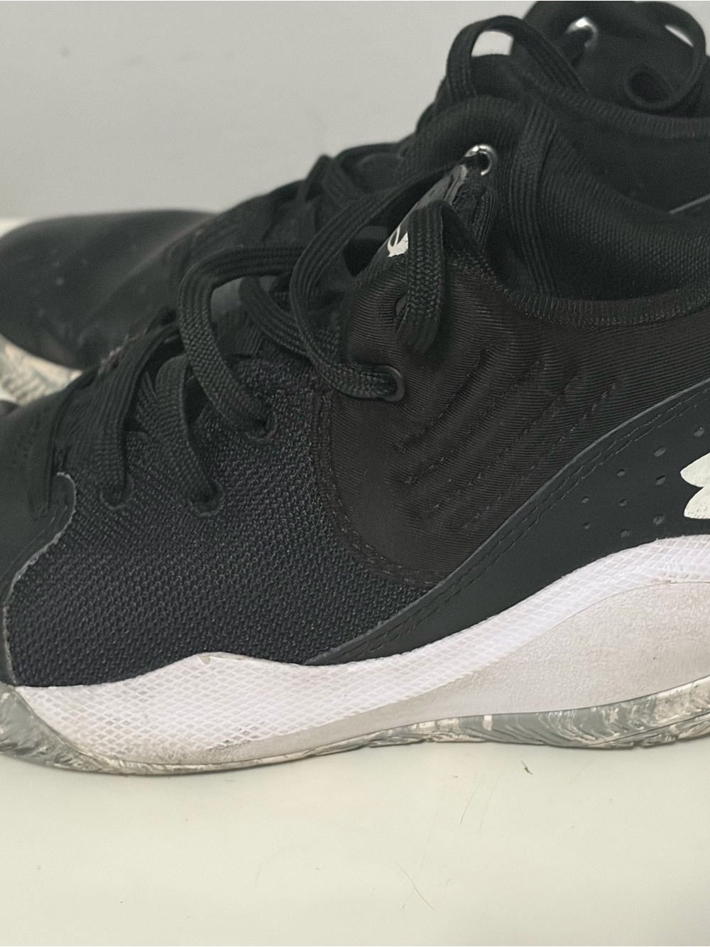 Under Armour Black and White Kids Basketball Sneakers